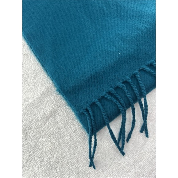 100% CASHMERE SCARF Made in England SOLID Teal SUPER SOFT UNISEX SOFT - Picture 5 of 6